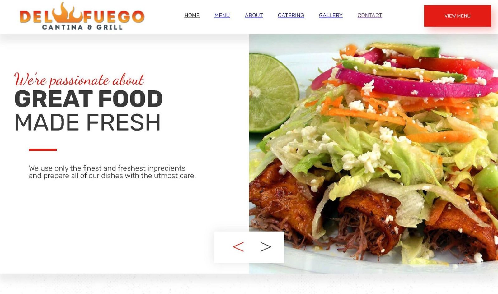 Example of a site for a Mexican restaurant