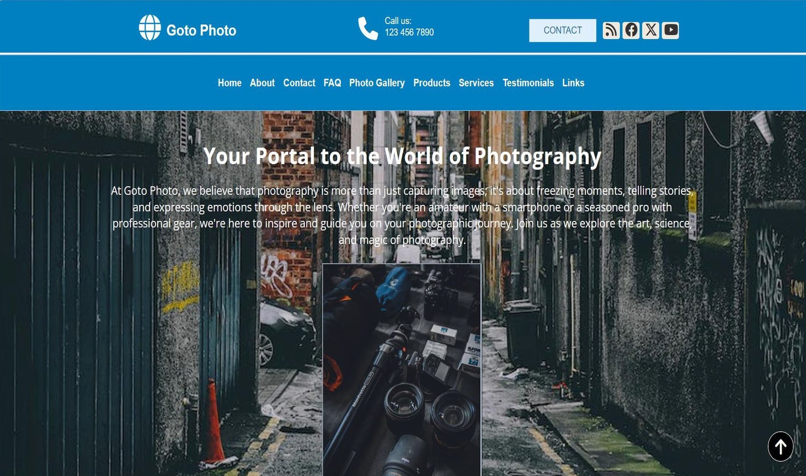 Example of a site for a photography store or club