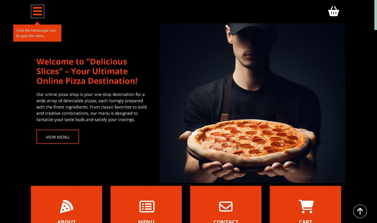 Example of a site for a pizza shop